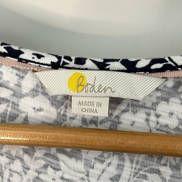 BODEN US 2R Trim Detail Jersey Midi Dress navy blue floral 0521 - Picture 8 of 15